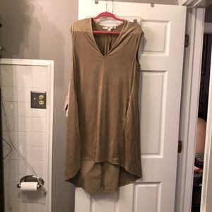 Brown suede midi dress with pockets